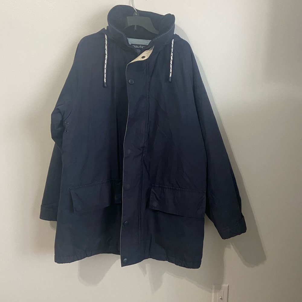 Nautica Navy Full Zip Winter Parka Mens XL RN 67835 Blue Lining